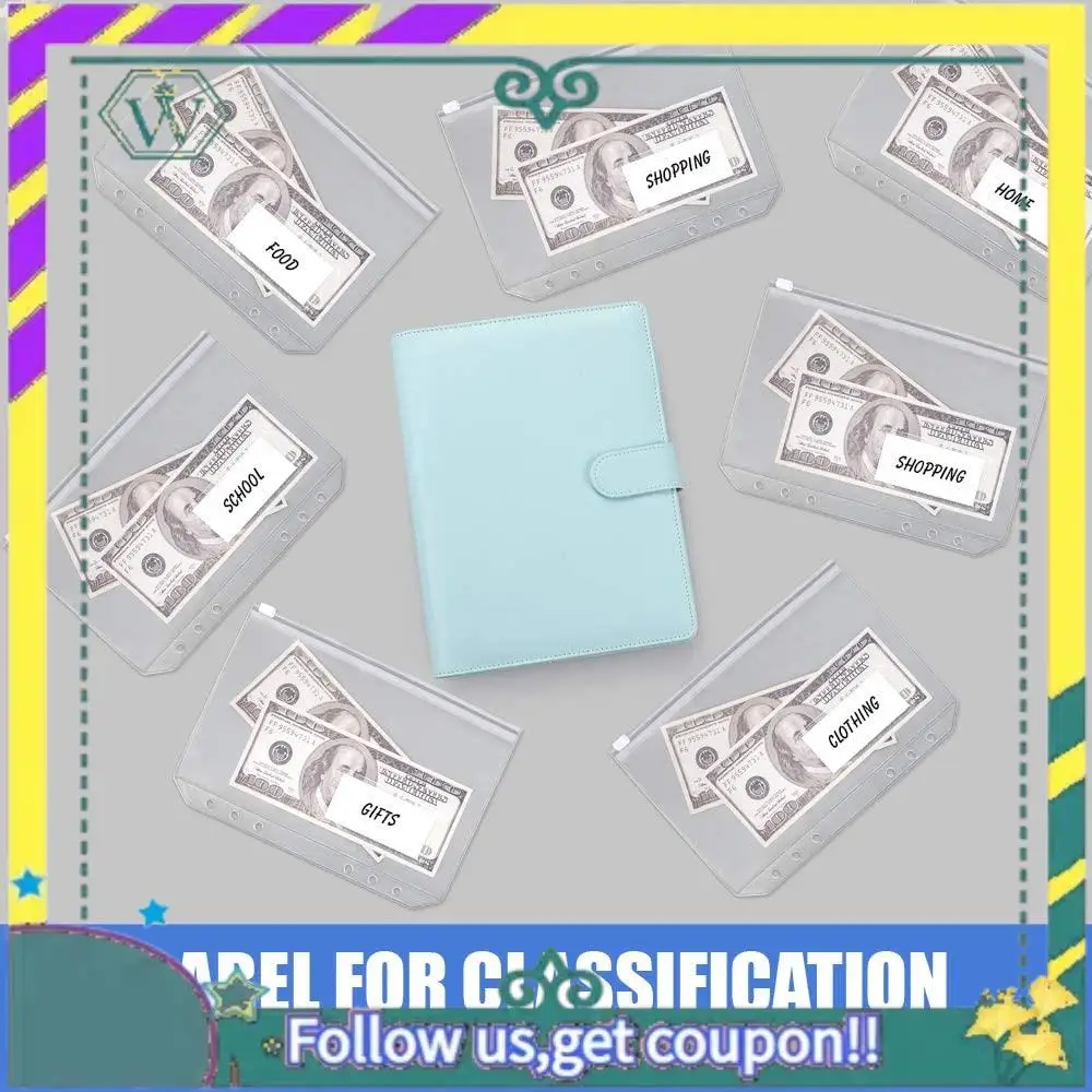 Nuevo 15 Uds A5 bolsillos para carpetas bolsillo perforado con cremallera de 6 agujeros con bolsillo de etiqueta de plástico con cremallera para carpeta de cuaderno de 6 anillas - imagen 2