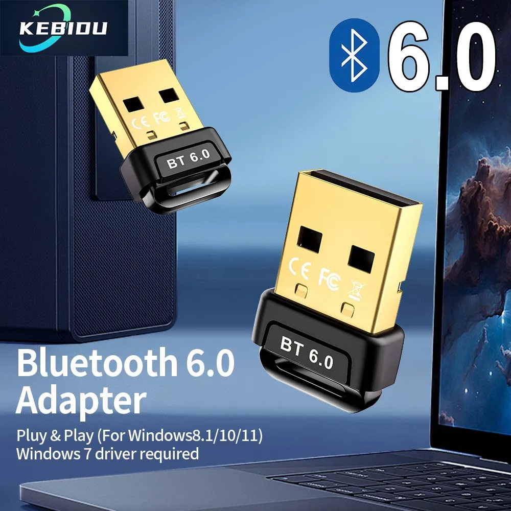 Adaptador Bluetooth 6,0 transmisor inalámbrico BT receptor Plug and Play Dongle de Audio inalámbrico para PC ratón teclado auriculares altavoz