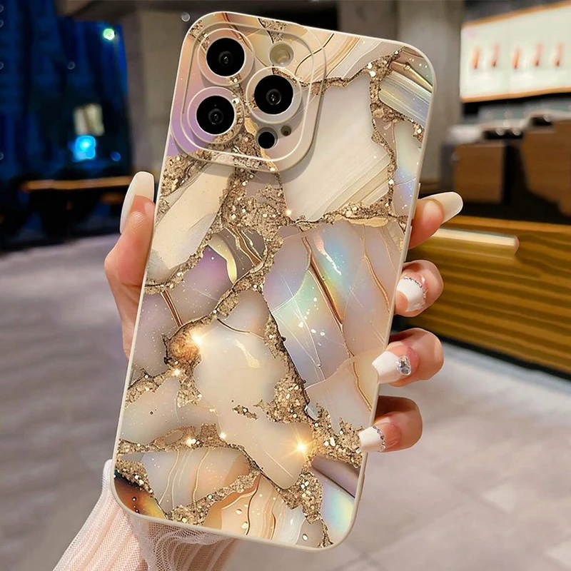 Funda con patrón de mármol clasificado dorado para iPhone 17 16 15 Pro Max 14 Plus 13 12 11 Pro Max Mini XS X XR 7 8 Plus 16E cubierta a prueba de golpes