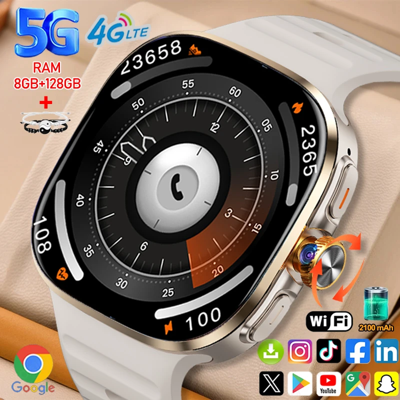Tarjeta SIM 4G/5G nuevo reloj inteligente 2,40 pulgadas 720*720 pantalla AMOLED 8GB + 128GB RAM 900W cámara GPS WIFI Google aplicación descargar Smartwatch - imagen 2