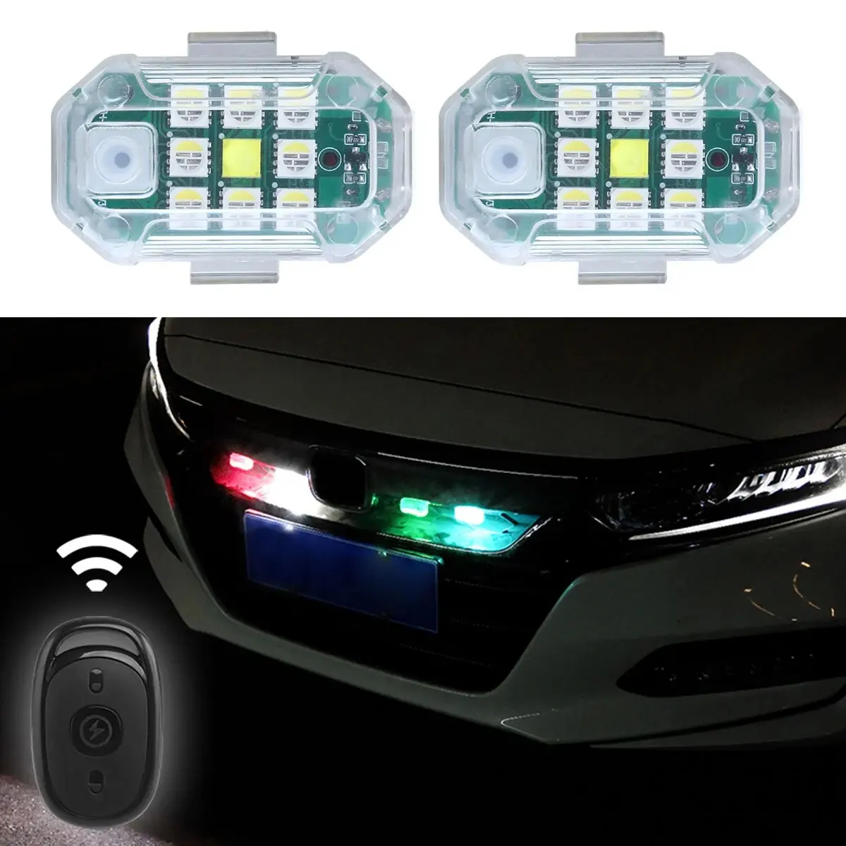 Resalte Control remoto inalámbrico luz LED estroboscópica Drone luz estroboscópica avión luces estroboscópicas posición de Flash luz inalámbrica - imagen 3