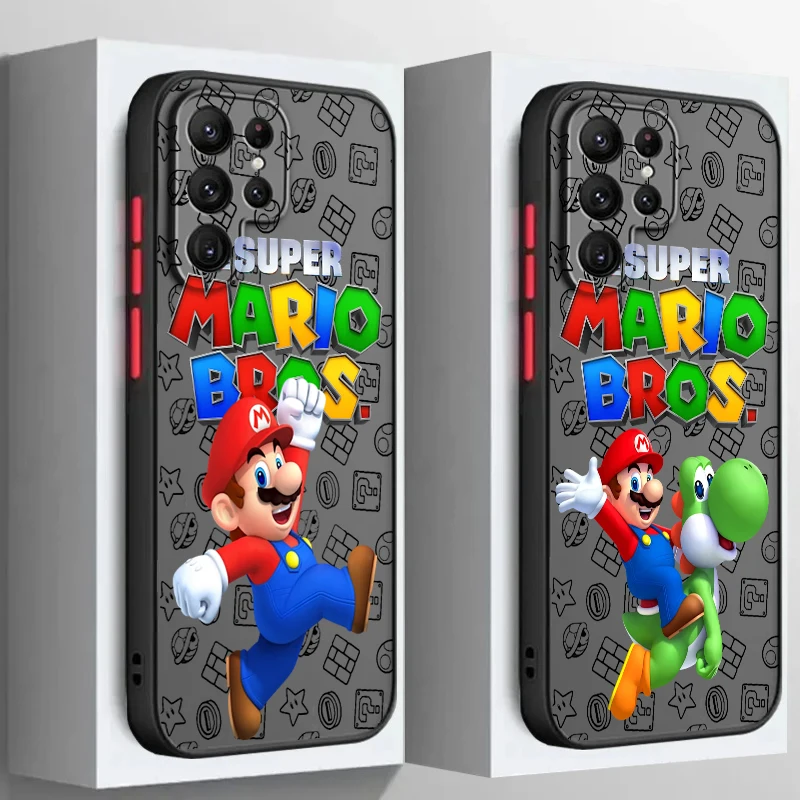 S-Super m-marios b-bros lindo esmerilado translúcido para Samsung Note 20 A35 A03 A54 A31 A22 A34 A14 A24 A04 A55 5G TPU funda de teléfono