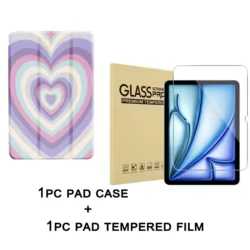 Funda Waves of Love Y película templada para Pad pro 10/11/2020/6th/7th /8th /Air 3rd/Air 4th/9th gen/Air 5th Gen 2022/Air 11