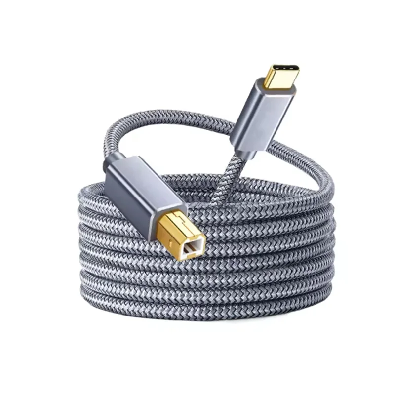 Cable de impresora USB C a USB B 2,0 de 3M, escáner de impresora trenzado para Epson, HP, Canon, Brother, MacBook Pro, Samsung, Cable de control MIDI
