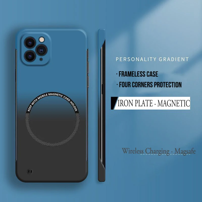 Funda de teléfono sin marco de Color degradado para Magsafe iPhone 17 Air 16 15 14 Plus 13 12 11 Pro Max cubierta dura delgada mate magnética para PC - imagen 3