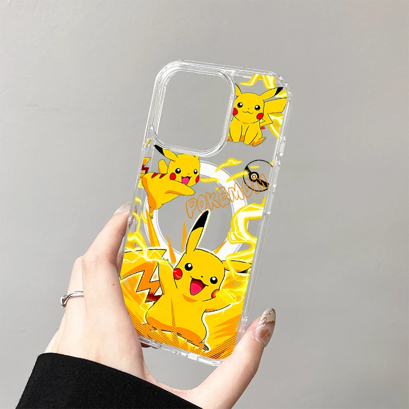 Funda de carga inalámbrica Pokemon Yellow Lightning Pikachu para iPhone 17 Air 16 E 15 14 Plus 13 12 Mini 11 Pro Max funda de silicona - imagen 5