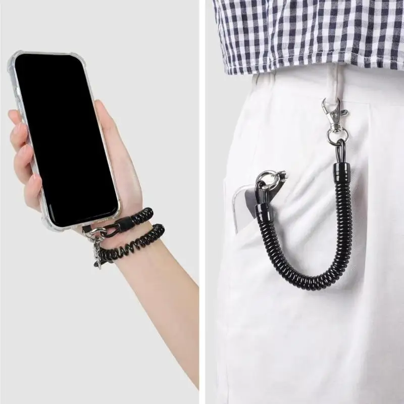 Anti -Lost Phone Lanyard Tether para mayoría los teléfonos móviles Correa elástica retráctil con parches y carabinador