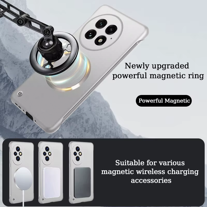 Funda sin marco de pintura metálica ultradelgada para Magsafe Oneplus 13 13R 12 12R cubierta dura de carga inalámbrica magnética - imagen 3