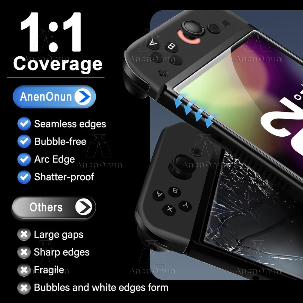 Switch 2 Protector de pantalla de vidrio templado 2.5D borde curvo dureza 9H irrompible antiarañazos antihuellas HD sin burbujas - imagen 4