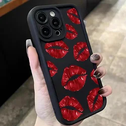 Funda de silicona para iPhone con diseño de labios rojos