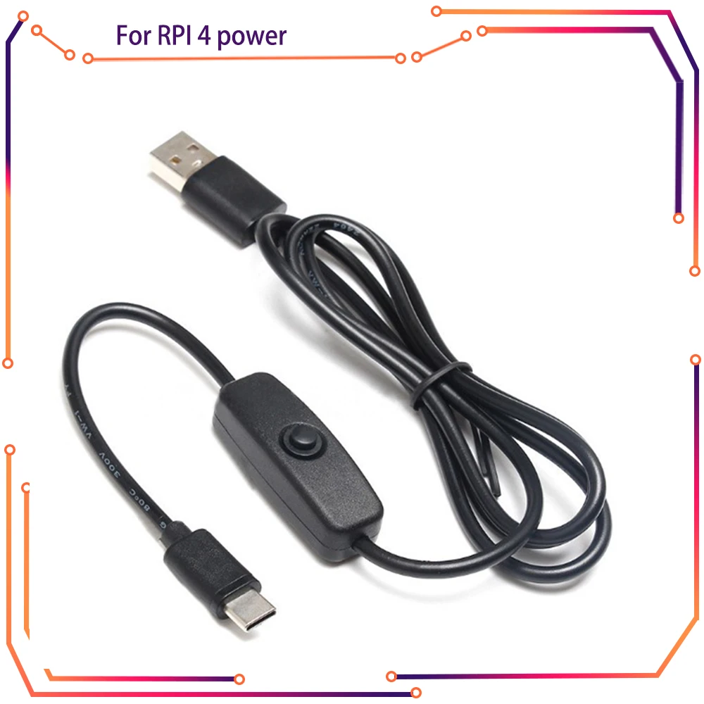 Raspberry pi 4 línea de interruptor de alimentación interfaz tipo c 5V 3A línea de fuente de alimentación USB RPI125