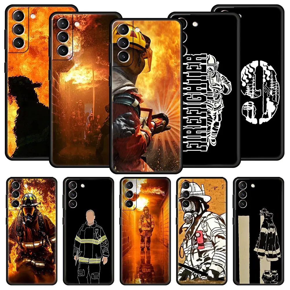 Funda de teléfono de bombero para Samsung Galaxy S24 S23 S22 S20 Ultra S21 FE 5G S10 S9 Plus S10E S8 funda de silicona suave