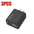 3Pcs US Plug Black