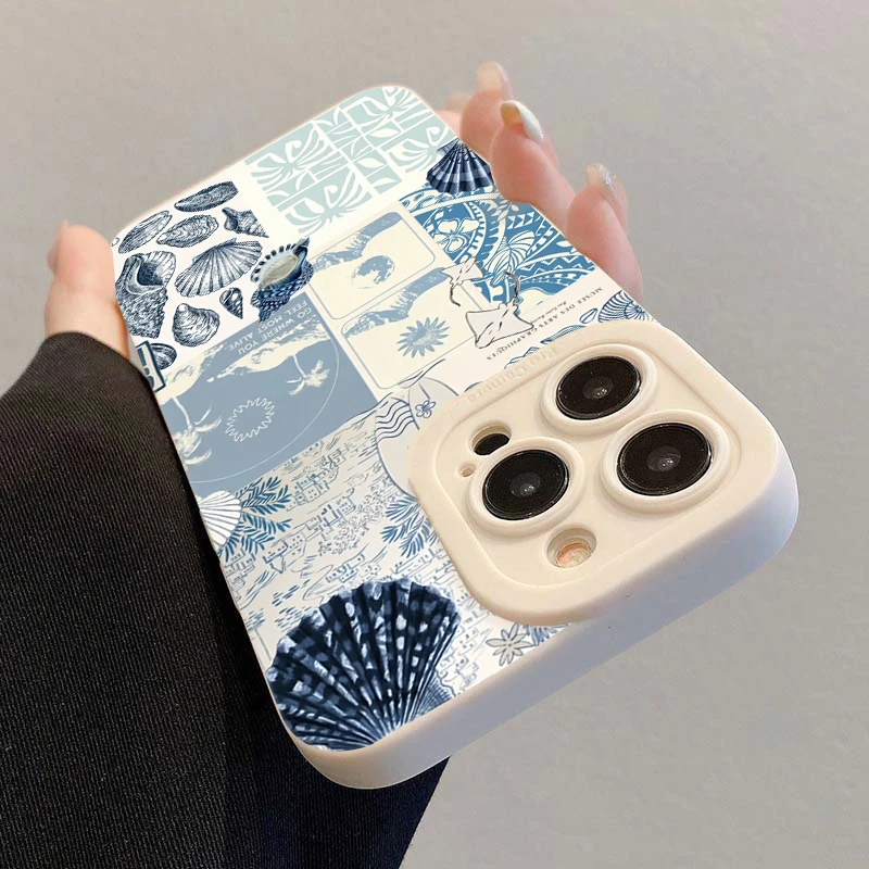 Funda con patrón de concha costera de océano para Samsung Galaxy S25 S24 S23 S22 Ultra Plus S21 FE A56 A55 A54 A53 A52S A36 A16 A35 - imagen 4