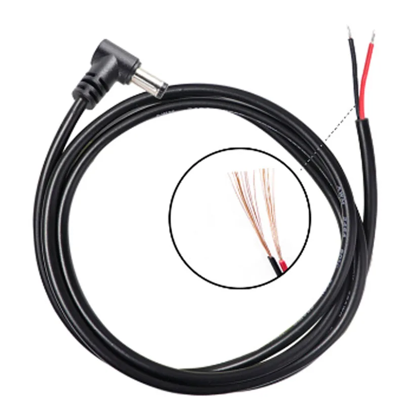 Conectores de alimentación CC de ángulo recto, 5,5mm, 2,1mm, 2,5mm, 15/30/50/100/150/200cm, Cable de alimentación CC pelado para tira de luces LED, cámara CCTV - imagen 4