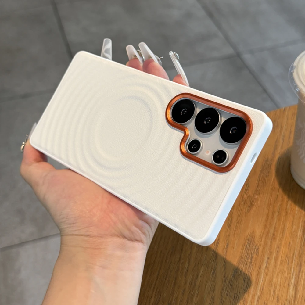 Funda de teléfono magnética ondulada con patrón de cuero de lujo para Samsung S24 S25 Ultra S24 Plus, funda protectora de carga inalámbrica Magsafe - imagen 4