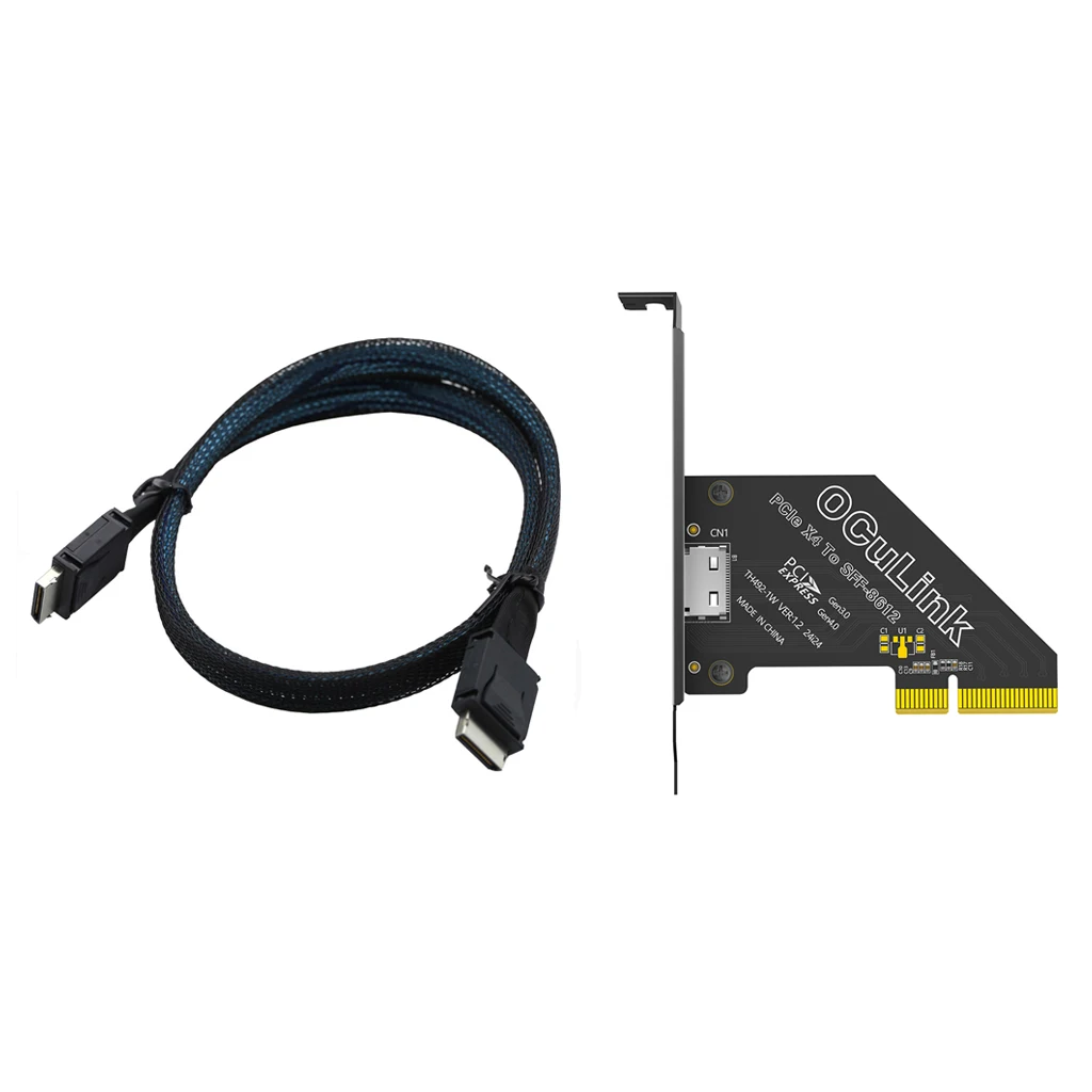 Adaptador PCI-E 1X/ 4X 4.0 a Oculink SFF-8611/8612 con soporte de perfil largo