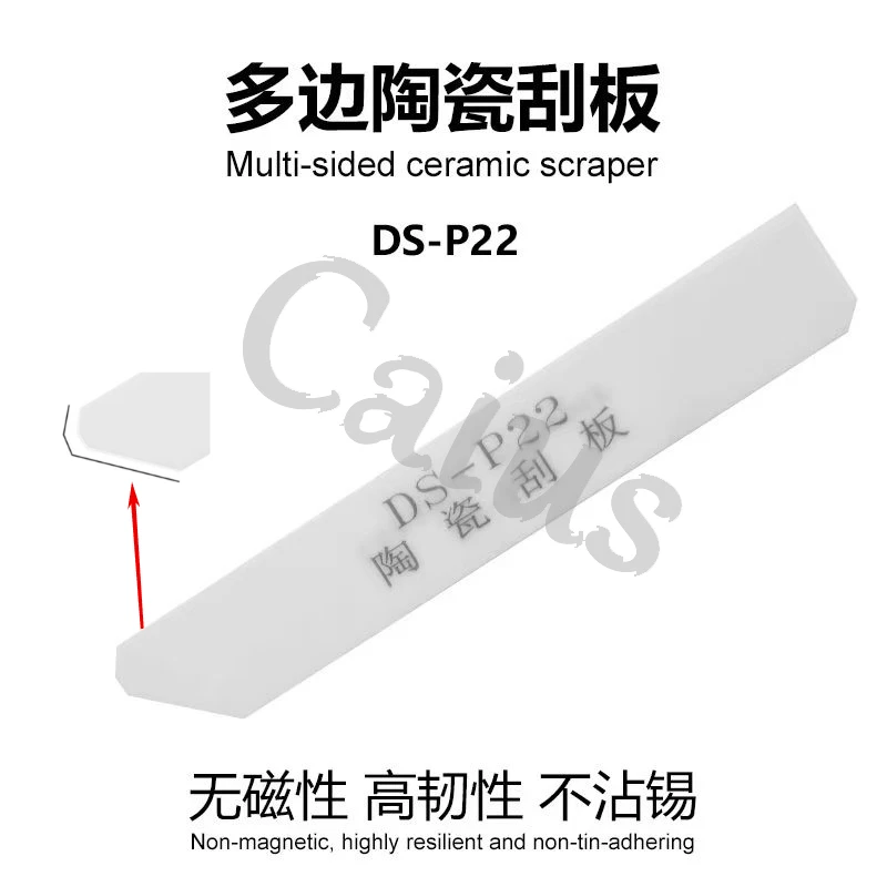 CAIUS-rascador de cerámica antiestático, bisel no magnético, resistente a altas temperaturas, IC CPU, hebilla oblicua, herramienta de reparación de raspador de estaño