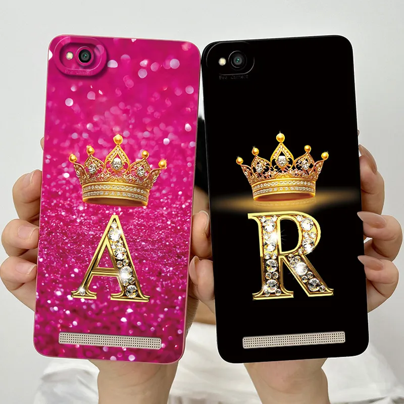 Para Xiaomi Redmi 4A 4X 5A 6 Funda de teléfono corona letras líquido suave silicona a prueba de golpes Funda trasera completa para Redmi4 A X Shell