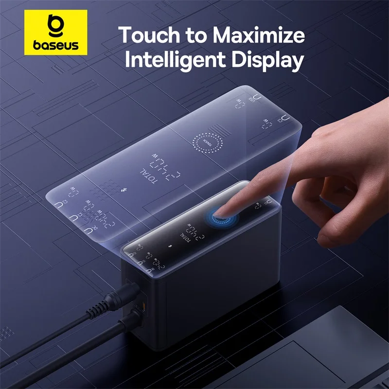 Baseus-cargador Digital GaN de 240W para ordenador portátil, dispositivo de carga rápida con puerto de CC, compatible con Lenovo, HP, Macbook, iPhone y Xiaomi - imagen 4