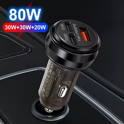 Cargador Coche 80W 3 Puertos USB-C PD para iPhone Samsung