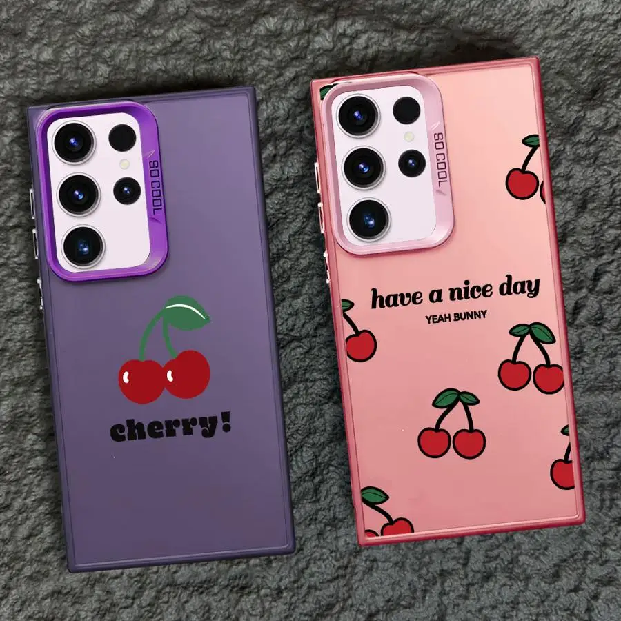 Funda para Samsung Galaxy S25 S23 Ultra S22 S21 S20 Plus S23 Note 20 Ultra S25Edge S24 FE funda de teléfono dibujos animados Cherry Lichee - imagen 2
