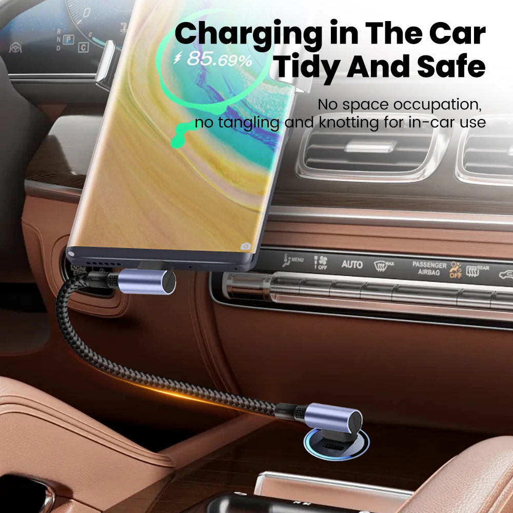 6A 0,15 M 0,3 M codo Cable de datos corto tipo C a tipo C carga rápida para iPhone 15 16 Samsung Cable USB C para Huawei Xiaomi OPPO - imagen 3