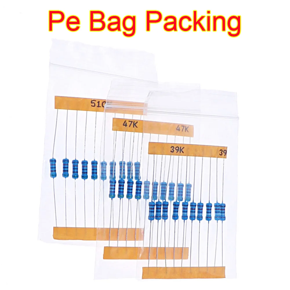 1/8W 1/4W 1/2W 1W 2W Kit surtido de resistencias de película metálica Caja 1% Paquete de resistencias de componentes electrónicos - imagen 2