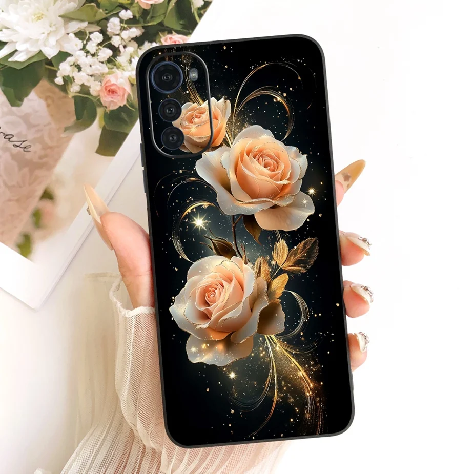 Para Motorola Moto E32 funda MotoE32s flores de lujo cubierta pintada suave TPU funda de teléfono para Motorola Moto E32s E 32 MotoE32 s Shell - imagen 2