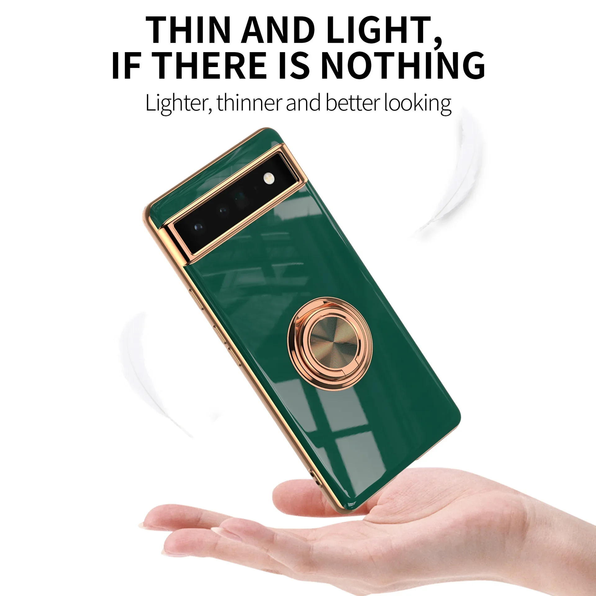 Funda de silicona con soporte magnético para coche, carcasa protectora con anillo para Google Pixel 8A, 8, 7A, 7 Pro, 6A, 5A, Marco chapado 6D - imagen 5