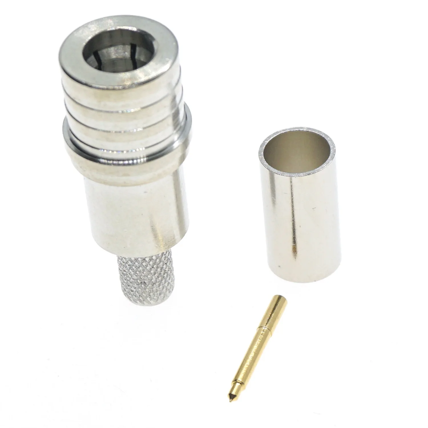 QMA enchufe macho engarzado para LMR195 RG58 RG400 RG142 Cable lote conector RF - imagen 3