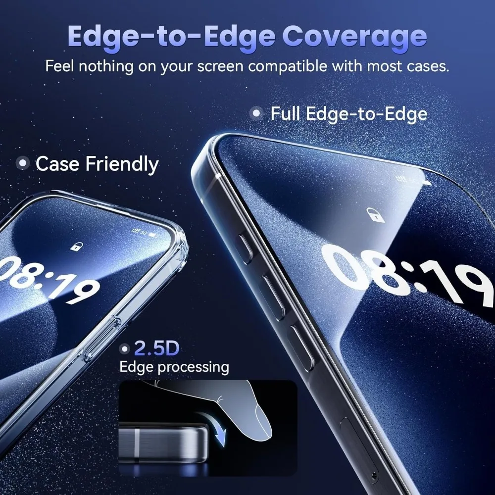 5 uds cubierta completa de vidrio templado para iPhone 17 16 15 Pro Max 14 13 12 11 Pro 15 14 Plus 13 12 Mini XS XR Ultra HD Protector de pantalla - imagen 3
