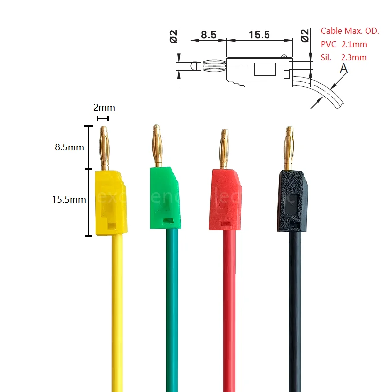 Cable de prueba banana silicona doble conector flexible