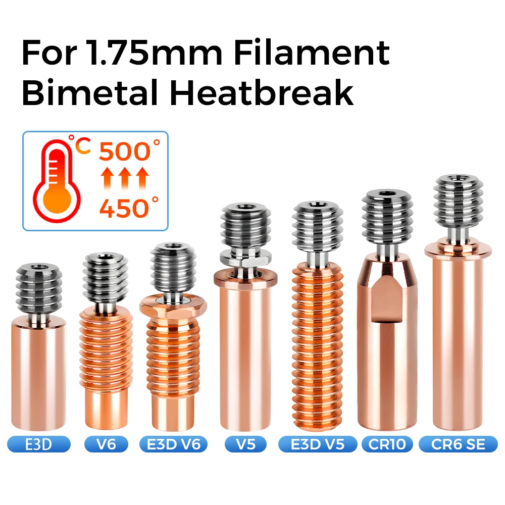 Piezas de impresora 3D E3D V6 Garganta V5 de alta calidad CR10 bi-metal Heatbreak chapado en cobre MK8 garganta para Kobra 2 Series CR10S CR6 SE