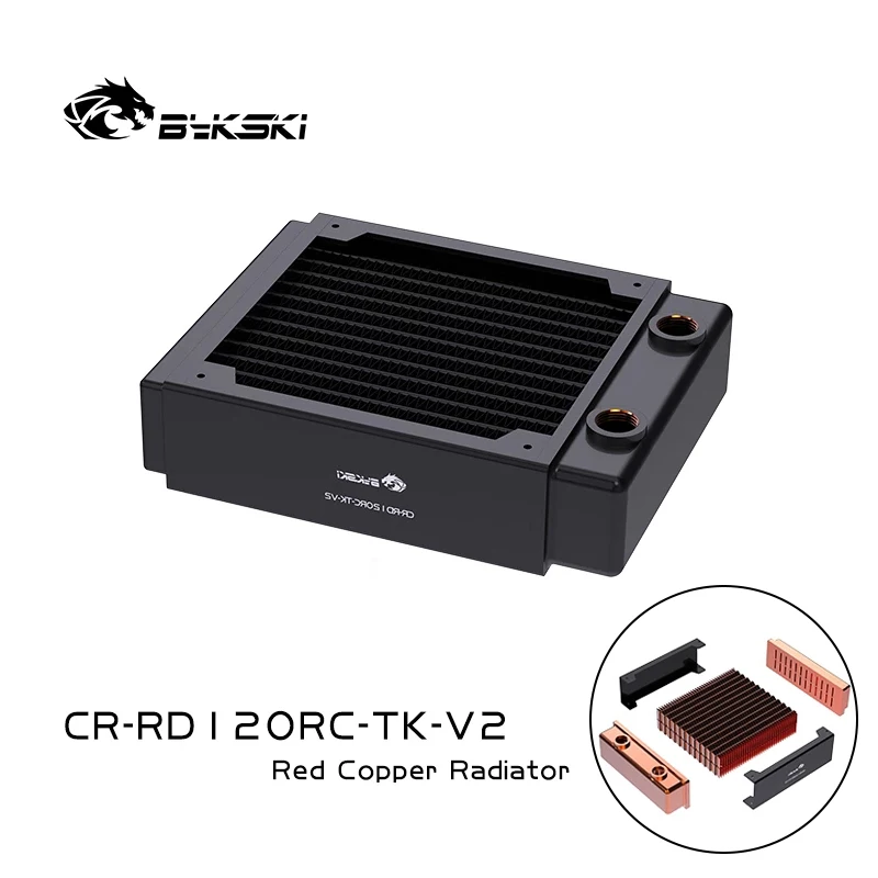 Bykski CR-RD120RC-TK-V2 120mm radiador de cobre 40mm de espesor ordenador refrigerante de agua disipador de calor intercambiador para disipación de ventilador de 12cm