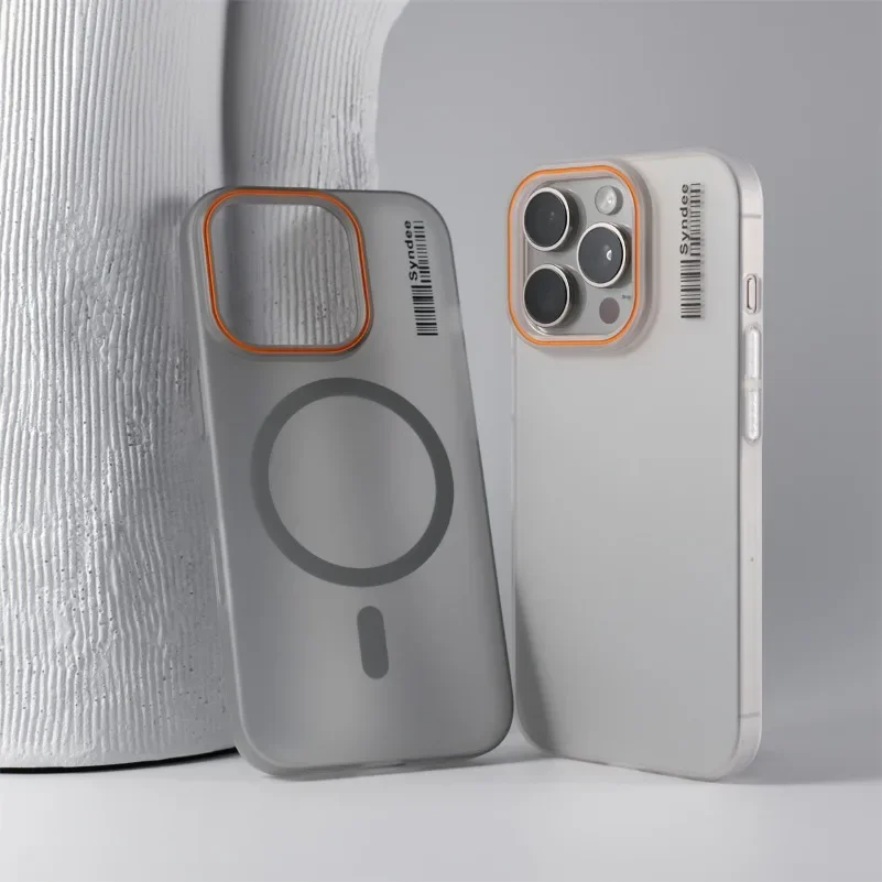 Funda con cargador inalámbrico magnético mate Ins Lable para iPhone 16 PRO 15 14 13 12 11 Pro Max para cubierta translúcida de PC dura Magsafe - imagen 3