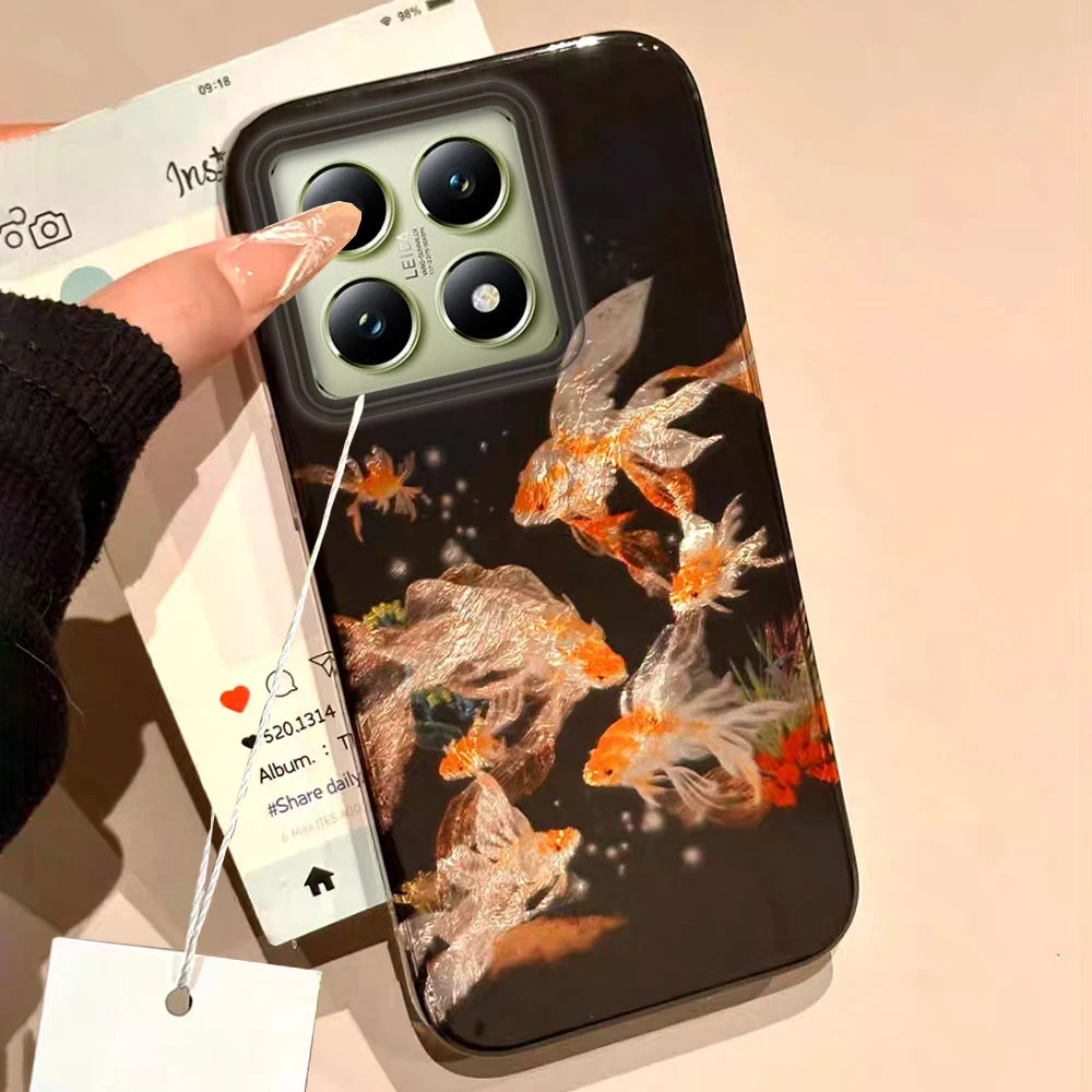 Funda de teléfono con diseño de vórtice degradado de pez dorado para Xiaomi 14T 13T 11 Lite NE Poco X5 M6 X6 X7 X3 Pro NFC C65 C61 M5S, funda de lujo - imagen 2