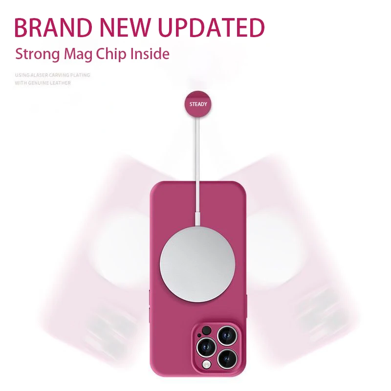 Funda de silicona líquida completa suave magnética de lujo para Magsafe iPhone 17 Air 14 15 16 17 Pro Max Plus 16E funda protectora esponjosa - imagen 2