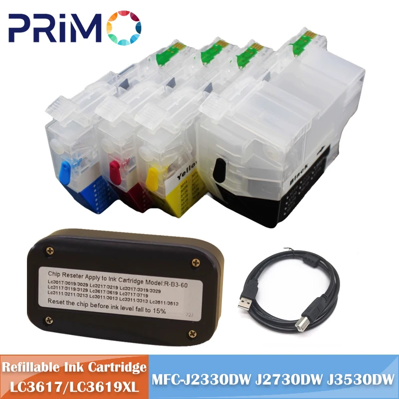 Cartucho de tinta recargable LC3619 LC3617 3619 3617 XL con reiniciador para Brother LC3619XL MFC-J2330DW MFC-J2730DW J3530DW J3930DW