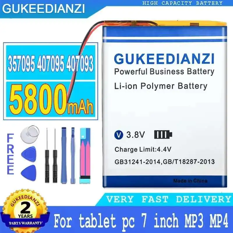 5800Mah para Tablet PC 7 pulgadas MP3 MP4 batería Mp3 Mp4 de alta eficiencia 357095 407095 407093