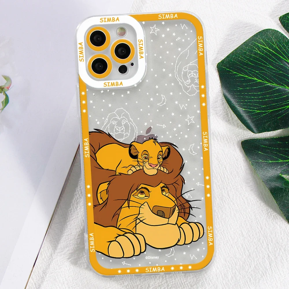 Funda de teléfono King Lion Simba para iPhone 16 15 14 Plus 13 12 Mini 11 Pro Max X Xs XR 7 8, funda suave transparente con estampado de borde - imagen 3