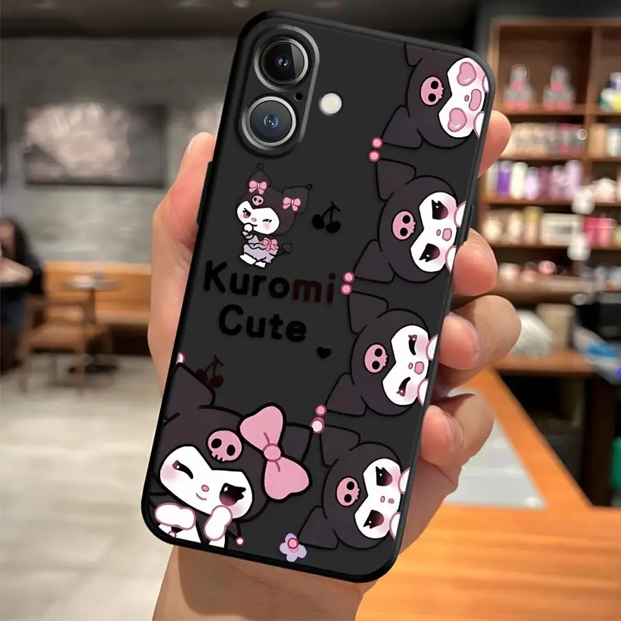 Sanrio Kuromi Baku funda para iPhone XR XS Max 7 8 17Air 15 16 14 Plus 13 12 11 17 Pro Max cubierta de teléfono suave negra - imagen 5