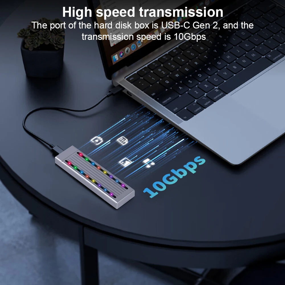 Adaptador de carcasa SSD M.2 NVME/NGFF/Dual protocolo USB C carcasa SSD externa caja de disco duro para SSD de tamaño 2230/2242 /2260/2280 - imagen 2