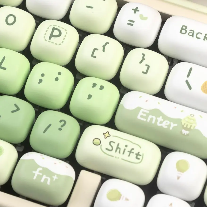 140 teclas lindas teclas MOG tema de verano teclas PBT para niña lindas teclas verdes teclado mecánico Dye-Sub 6.25U espacio dividido - imagen 5