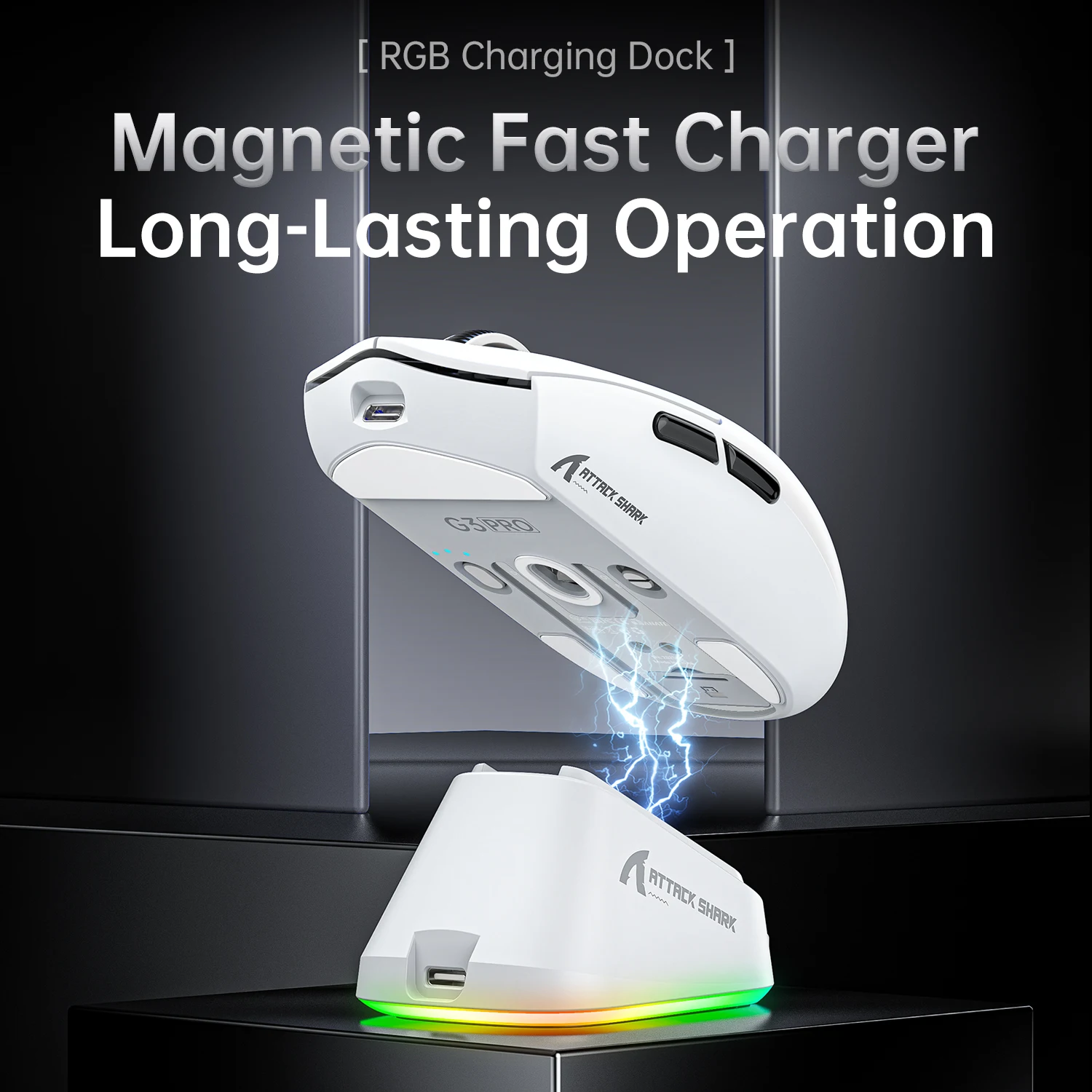 ATTACK SHARK G3PRO Ratón Gaming Inalámbrico de Tres Modos con Base de Carga, 25000 DPI, Ultraligero, Sensor PAW3311 - imagen 4