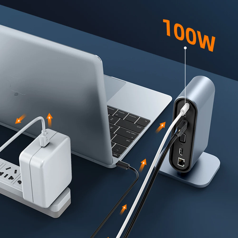 Estación de acoplamiento de concentrador USB C 12 en 1, adaptador compatible con HDMI, 4K, 30Hz, PD, 100W, tipo C, divisor USB 3,0 para ordenador portátil, MacBook Pro Air - imagen 3