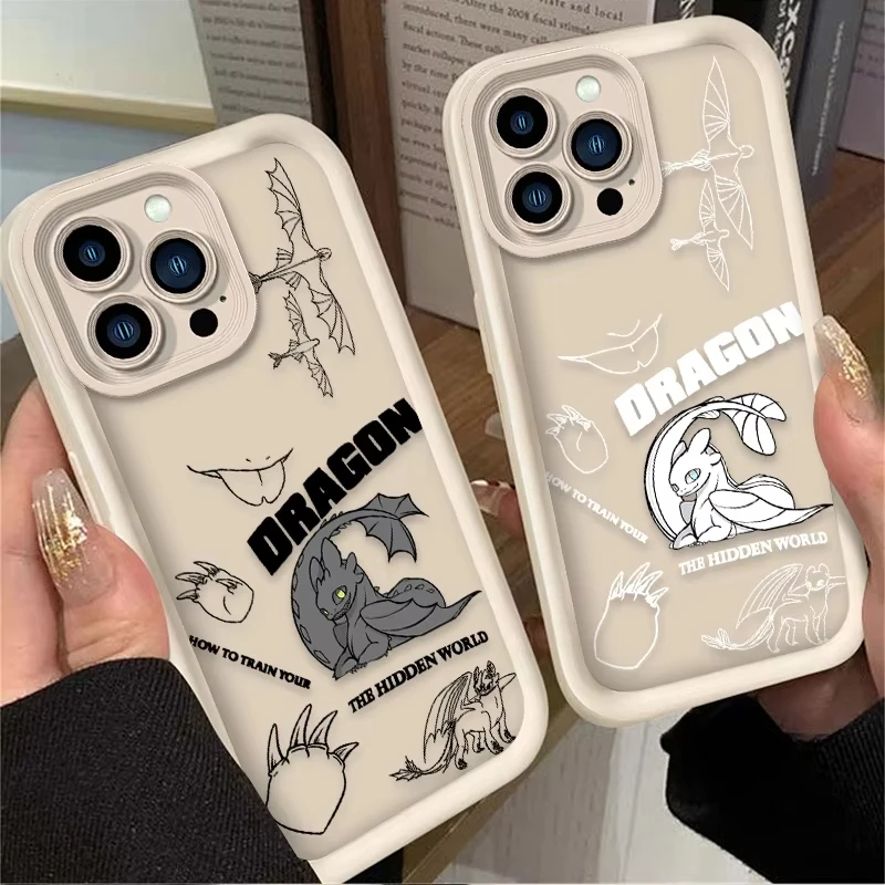 Funda de teléfono sin dientes con dragón de dibujos animados para iPhone 16e 16 15 14 13 12 11 Pro Max XS Max XR 7 8 Plus, funda trasera de silicona a prueba de golpes