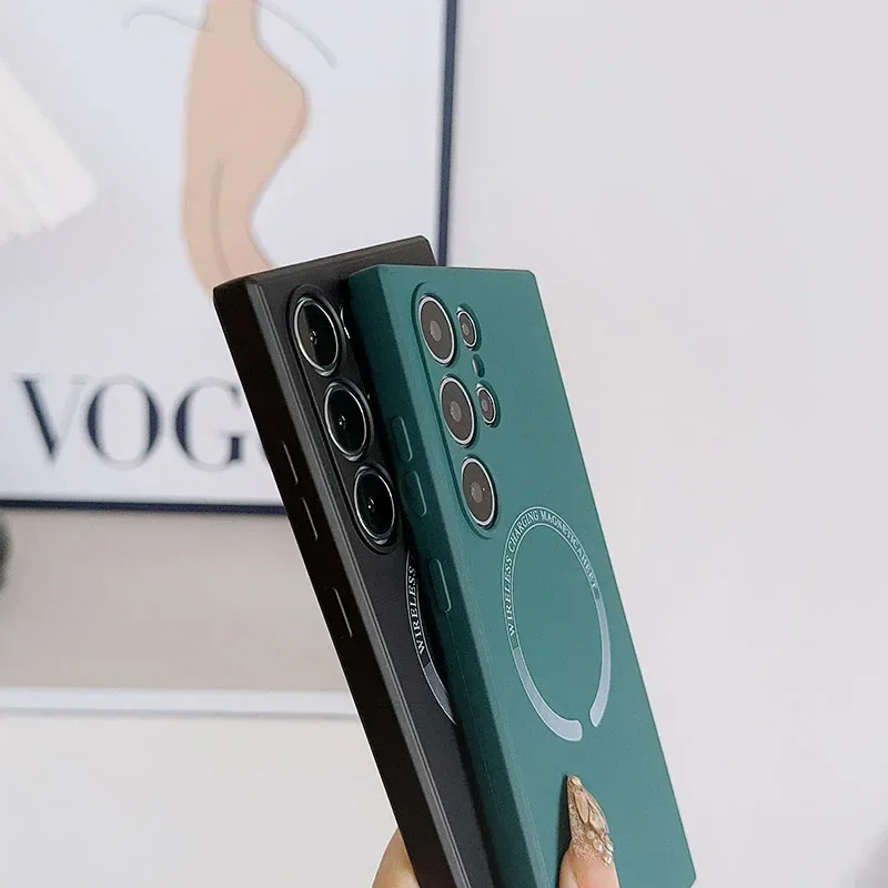 Fundas de carga inalámbrica magnéticas de lujo para Samsung Galaxy S25 Plus Ultra SamsungS25 S25Plus S25Ultra 5G cubierta de silicona de doble capa - imagen 5