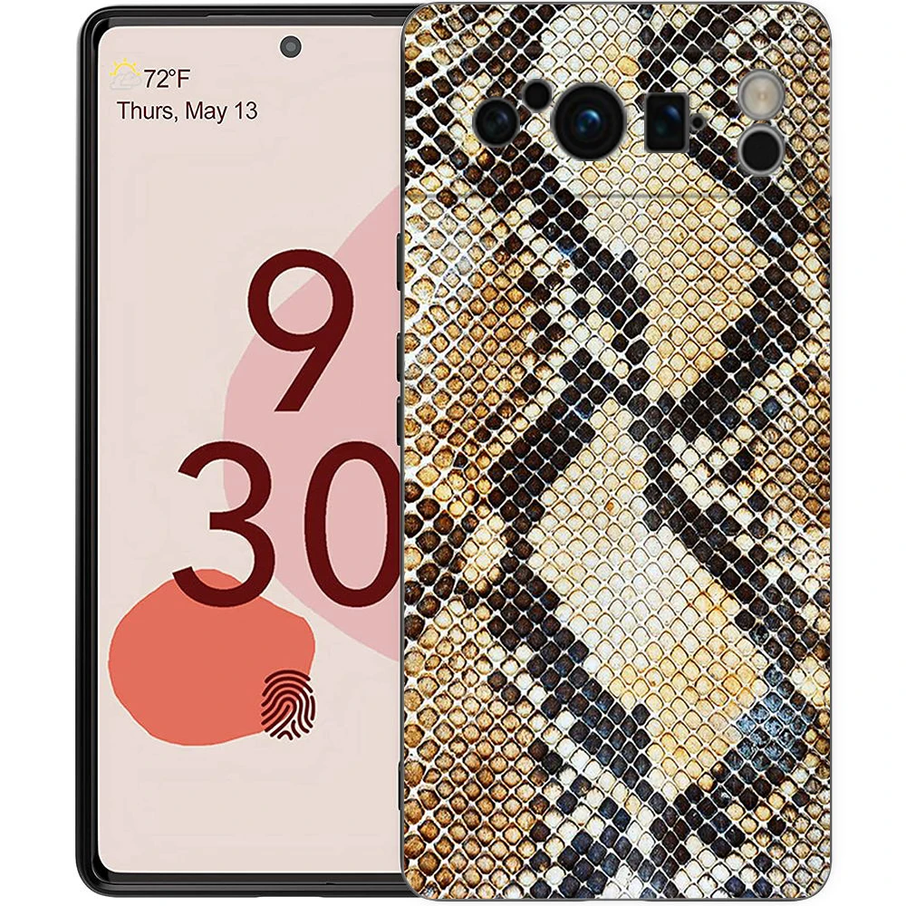 Funda de teléfono de piel de serpiente de lujo para Google Pixel 8, 7, 6 Pro, 6A, 7A, 5G, silicona suave a prueba de golpes, TPU, funda negra - imagen 3