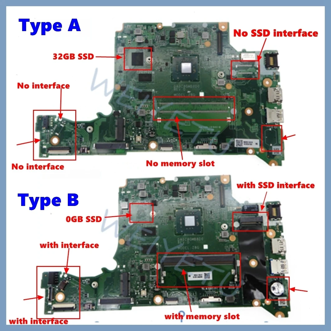 DA0Z8GMB8D0 con CPU N4000 N5000 4GB-RAM 0GB/32GB-SSD placa base para ordenador portátil Acer Aspire A114-32 A314-32 A315-32 - imagen 2